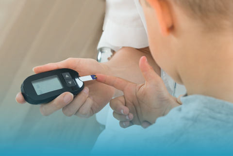 Mother And Child Checking Blood Sugar Banner
