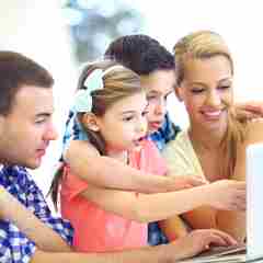 Family Using Laptop